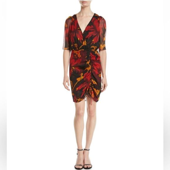 NWT Diane von Furstenberg Silk Black Floral Dress - Picture 15 of 15